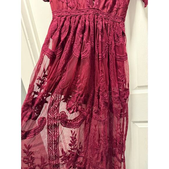 Honey Punch Small Maxi Lace Purple Dress - Picture 4 of 10